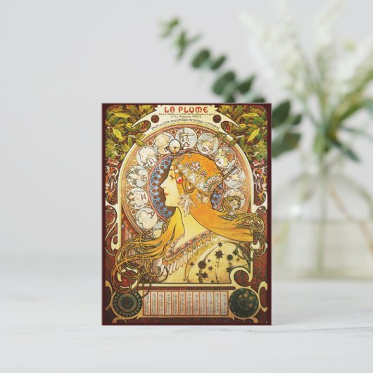 Carte Postale Alphonse Mucha La Plume (Debout devant)