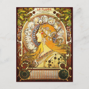Carte Postale Alphonse Mucha La Plume