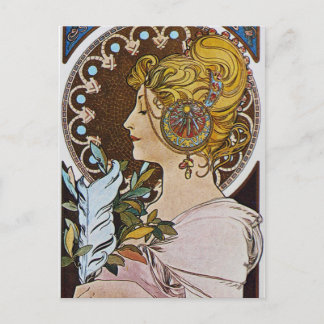 Carte Postale Alphonse Mucha. La Plume/Le Stylo, 1899