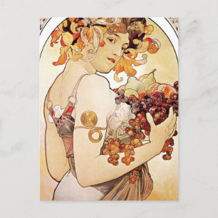 Carte Postale Alphonse Mucha Lady Au Fruit