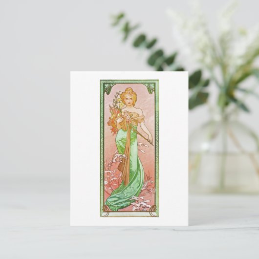 Carte Postale Alphonse Mucha Les Saisons : Printemps (Debout devant)