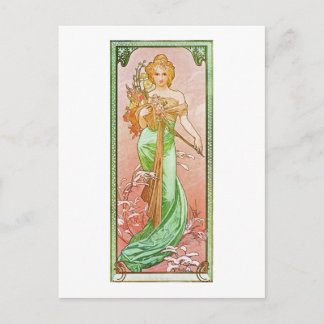 Carte Postale Alphonse Mucha Les Saisons : Printemps