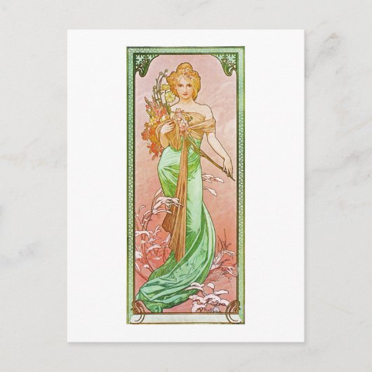 Carte Postale Alphonse Mucha Les Saisons : Printemps (Devant)