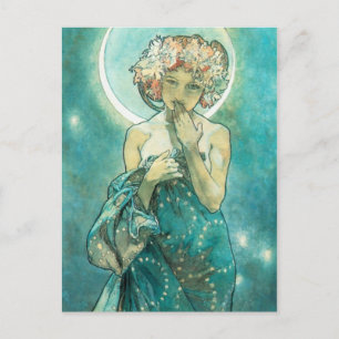 Carte Postale Alphonse Mucha Lune Clair De Lune Art Nouveau