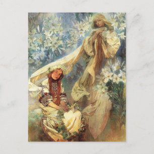 Carte Postale Alphonse Mucha Madonna of the Lilie Postcard