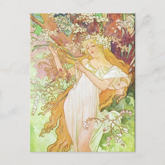 Carte Postale Alphonse Mucha Printemps/Printemps, 1896 (Devant)
