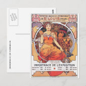 Carte Postale Alphonse Mucha - Salon mondial 1904 St. Louis (Devant / Derrière)
