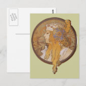 Carte Postale Alphonse Mucha ~ Tête byzantine : La Blonde (Devant / Derrière)