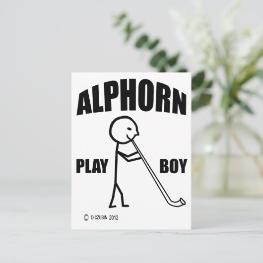 Carte Postale Alphorn Play Boy (Debout devant)