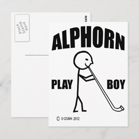 Carte Postale Alphorn Play Boy (Devant / Derrière)