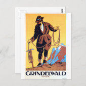 Carte Postale Alpiniste en Grindelwald, Suisse (Devant / Derrière)