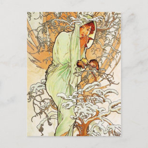 Carte postale Alpohnse Mucha Winter