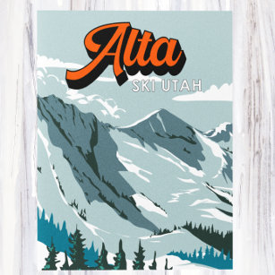 Carte Postale Alta Ski Area Hiver Utah Vintage