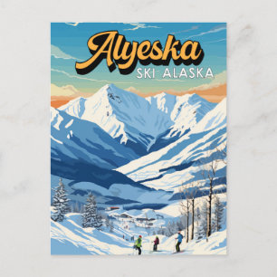 Carte Postale Alyeska Alaska Winter Travel Art Vintage