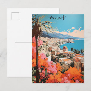 Carte Postale Amalfi Italie Voyage Ville Peinture Esthétique