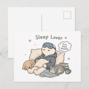 Carte Postale Amant du sommeil cinq minutes de plus Mème drôle d