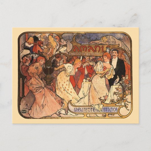 Carte Postale Amants, Alphonse Mucha (Devant)