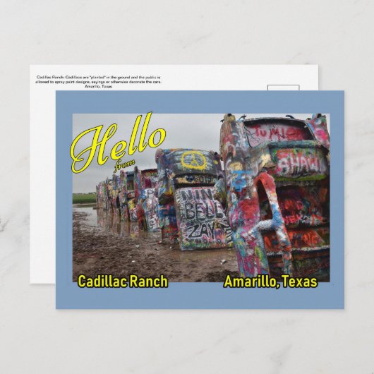 Carte postale Amarillo Texas Cadillac Ranch (Devant / Derrière)