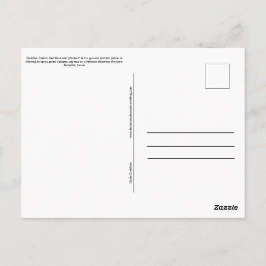 Carte postale Amarillo Texas Cadillac Ranch (Dos)