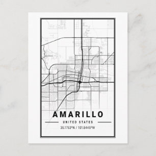 Carte Postale Amarillo Texas City Map Minimalist Art 