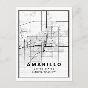 Carte Postale Amarillo Texas USA Travel City Map Poster