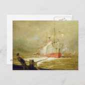 Carte Postale Amarrage d'un navire de fret (Devant / Derrière)