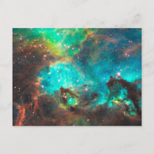Carte Postale Amas d'étoiles célestes vert aqua