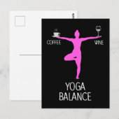 Carte Postale Amateur de yoga, de vin et de café (Devant / Derrière)