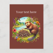 Carte Postale Amateurs de castor mignons ajouter du texte (Devant)