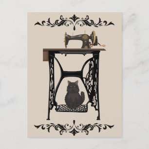 Carte Postale Amateurs de chats Seamstress - Machine à coudre Vi