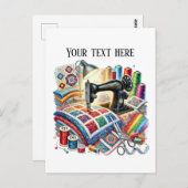 Carte Postale Amateurs de couture mignonne ajouter du texte (Devant / Derrière)