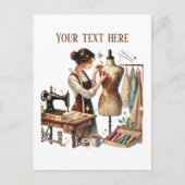 Carte Postale Amateurs de couture mignonne ajouter du texte (Devant)