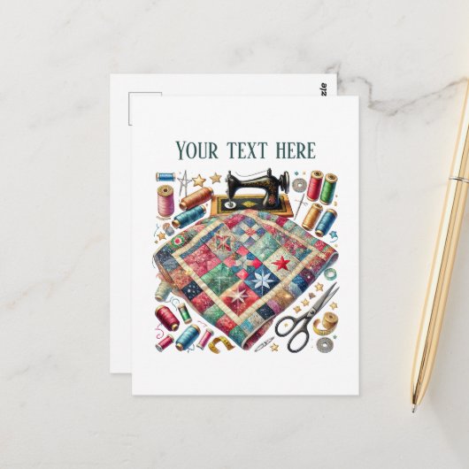 Carte Postale Amateurs de couture mignonne ajouter du texte (Devant/Arrière en situation)