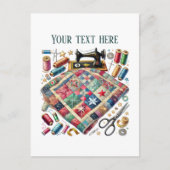 Carte Postale Amateurs de couture mignonne ajouter du texte (Devant)