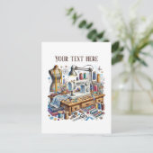 Carte Postale Amateurs de couture mignonne ajouter du texte (Debout devant)