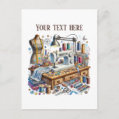 Carte Postale Amateurs de couture mignonne ajouter du texte (Devant)