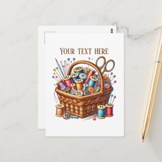 Carte Postale Amateurs de couture mignonne ajouter du texte (Devant/Arrière en situation)