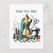Carte Postale Amateurs de couture mignonne ajouter du texte (Devant)