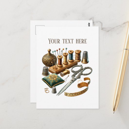 Carte Postale Amateurs de couture mignonne ajouter du texte (Devant/Arrière en situation)
