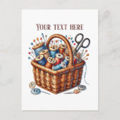 Carte Postale Amateurs de couture mignonne ajouter du texte (Devant)