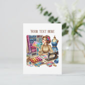 Carte Postale Amateurs de couture mignonne ajouter du texte (Debout devant)
