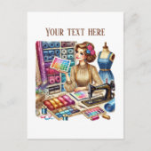 Carte Postale Amateurs de couture mignonne ajouter du texte (Devant)
