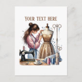 Carte Postale Amateurs de couture mignonne ajouter du texte (Devant)