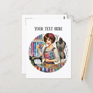 Carte Postale Amateurs de couture mignonne ajouter du texte