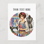 Carte Postale Amateurs de couture mignonne ajouter du texte (Devant)