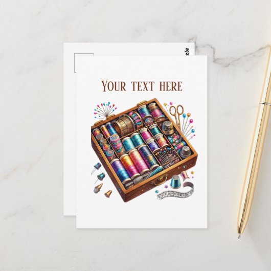 Carte Postale Amateurs de couture mignonne ajouter du texte (Devant/Arrière en situation)
