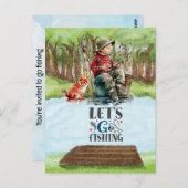 Carte Postale Amateurs de pêche Allons pêcher (Devant / Derrière)