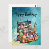 Carte Postale Amateurs de pêche anniversaire pêche (Devant / Derrière)