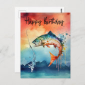 Carte Postale Amateurs de pêche anniversaire pêche (Devant / Derrière)