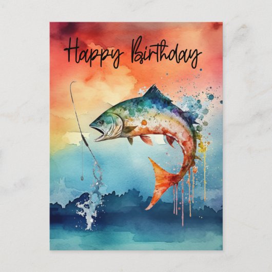 Carte Postale Amateurs de pêche anniversaire pêche (Devant)